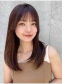 前髪 アンブレラカラー こなれミディ イメチェン ウェーブパーマ
