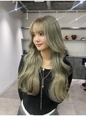 ブロンドベージュ×フリンジレイヤカット