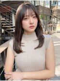 小顔 前髪 レイヤーカット チェリーブラウン"
