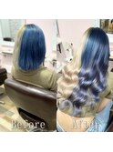 ホワイトベージュ×ブルーアッシュ#シールエクステ#韓国#小倉