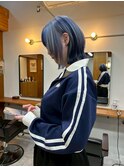 青/ケアブリーチダブルカラーインナーカラー