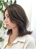 コントラストハイライトグレージュ大人上品かきあげレイヤー