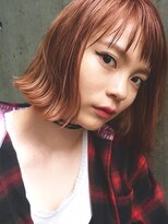 ノラ ヘアーサロン(NORA HAIR SALON) 《NORA》YUMA/韓国人風きりっぱなし外はねボブ×オレンジカラー