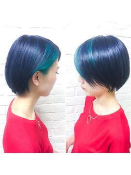 ヘアーエクステンド エフ 渋谷(f) ネイビーターコイズメッシュ