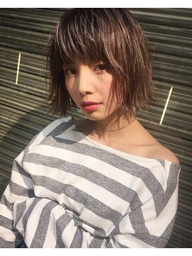 パーク(PAAQ) 【田中　智大】　外国人切りっぱなしＢＯＢ×ブロンドベージュ