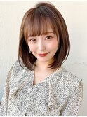 20代30代40代大人かわいい 小顔 丸みショートボブベージュカラー