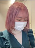 2319外国人風カラーベイビーピンクフリンジバングルーズヘアボブ