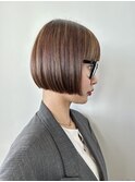 ボブ/ミニボブ/ハイライト/ベージュ/ぱつっと/ヘルシースタイル