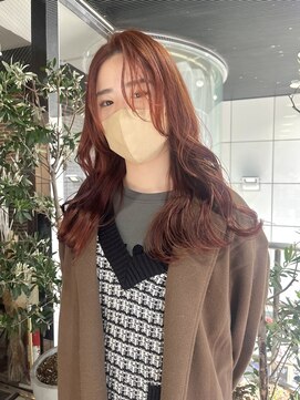 ヘアーアンドメイク ビス(HAIR&MAKE bis) ブリーチなしブラッドオレンジカラー☆【多田　華歌】
