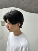 メンズセンターパートワンカールパーマ
