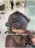 「メンズバレイヤージュ」シルバーカラーフェザーパーマ