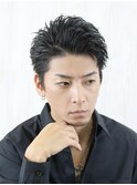 大人短髪オールバックアップバングスパイキーショート