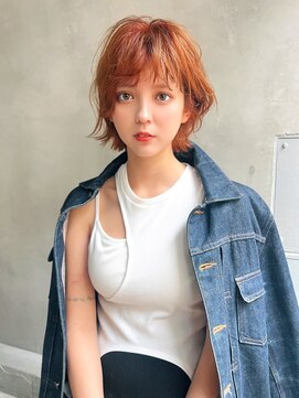 オーウェル 銀座(Owelle) 銀座 cheri透明感オレンジカラー×丸みショート