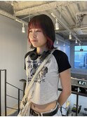 インナーカラー艶髪ネイビーグレーアッシュブラック大人美人