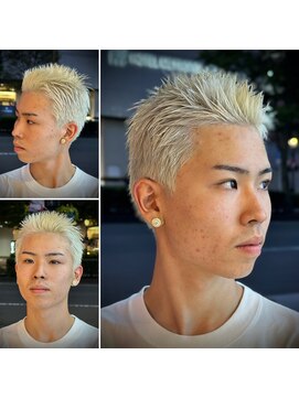 ヒロギンザ 仙台本店(HIRO GINZA) 仙台 スパイキーショート 金髪 ブリーチカラー ホワイトカラー
