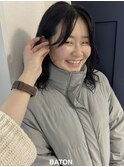 パープルグレージュに抜け感たっぷりのニュアンスパーマ