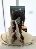ツイン編み下ろしポニー
