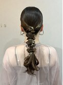 艶ツヤタイト編みおろし★金箔ヘア結婚式お呼ばれ
