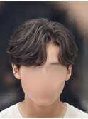 韓国へアカルマパーマワックスなしセンターパート黒髪ウルフ