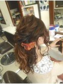 編込みポニーのハーフアップ