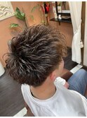 アップバングショート メンズパーマ シェービング ツーブロ