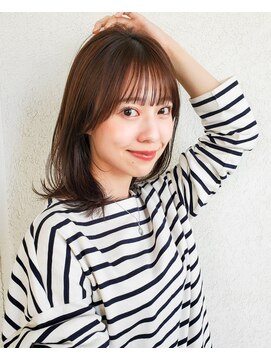 ガーデン オオタカノモリ(garden otakanomori) 韓国くびれミディアムヘア×前髪ブランジュくびレイヤーカット