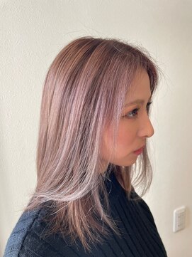 ニコ ヘアリラクゼーション(Nico hair relaxation) 大人可愛い くすみダスティピンクスモーキーカラー前髪なし