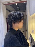 フェザーマッシュツイストパーマソフトツーブロックコンマヘア