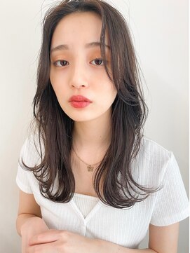 レア 表参道(L'ea) くびれヘアアプリコットオレンジ夏ヘアハイライトカラー