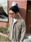 メンズ大人ショートラフパーマフェザーパーマ七三ショート眉毛