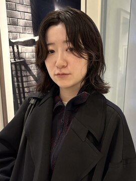 ニュアンスパーマミディアム 長め前髪ミディアム