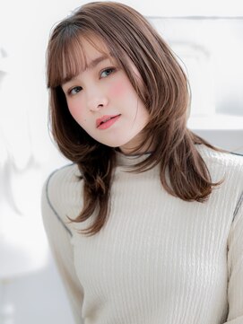 モッズヘア 上尾西口店(mod's hair) 斜めバングオレンジベージュくびレイヤーA4上尾20代30代40代