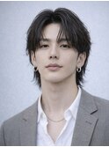 毛流れハンサムショートセンターパートメンズ黒髪爽やか