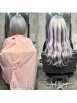 あるじゃんすー 名古屋店&nbsp;ホワイトシルバー×ブラック×アメジスト#シールエクステ#名古屋