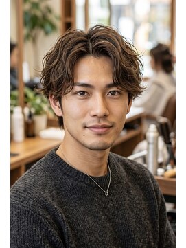 ナンバー ノード 渋谷(N° node) 【骨格補正】色気のあるニュアンスパーマ×センターマッシュ
