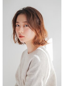 アンティ(ANTI) ボブ　パーマ　ゆるふわ　前髪無しスタイル