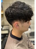 ショートマッシュフェードカットランダムパーマ
