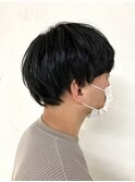 ツーブロック/マッシュ/ブルーブラック