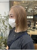 ダブルカラーホワイトベージュカラーブリーチブロンドベージュ