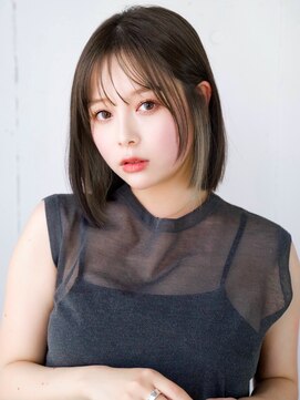 エインアンリー 明治神宮前(AIN.ANLY.) インナーカラー外ハネボブパーマくびれボブくびれミディアムボブ