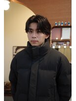 エディ(Edy)&nbsp;メンズセンターパートニュアンスパーマコンマバング韓国ヘア岡山