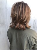 オレンジアッシュで切りっぱなしボブ