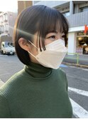 △個性派!姫カット顎下ボブヘアブリーチなしベージュ