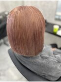 ピンクベージュ×切りっぱなしボブ　6.3