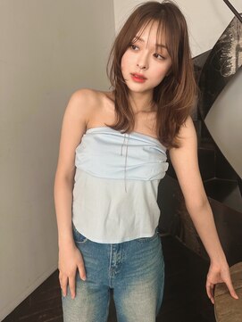 アリスバイアフロート 自由が丘(ALICe by AFLOAT) カーキベージュ韓国ストレート顔まわりヘルシーレイヤーミディ