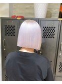 ホワイトカラー切りっぱなしボブホワイトラベンダーパープルボブ