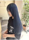 ブルー多めのブラック(ブリーチ一回)