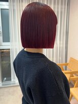 トレヘアー 京都 烏丸(tRe hair)&nbsp;【ワインレッド】【チェリーレッド】暖色カラー / タッセルボブ