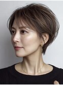 白髪ぼかし脱白髪染め似合わせショートボブ40代50代60代