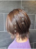 【白髪率３０％ピンとならない縮毛矯正】大人の外ハネボブ